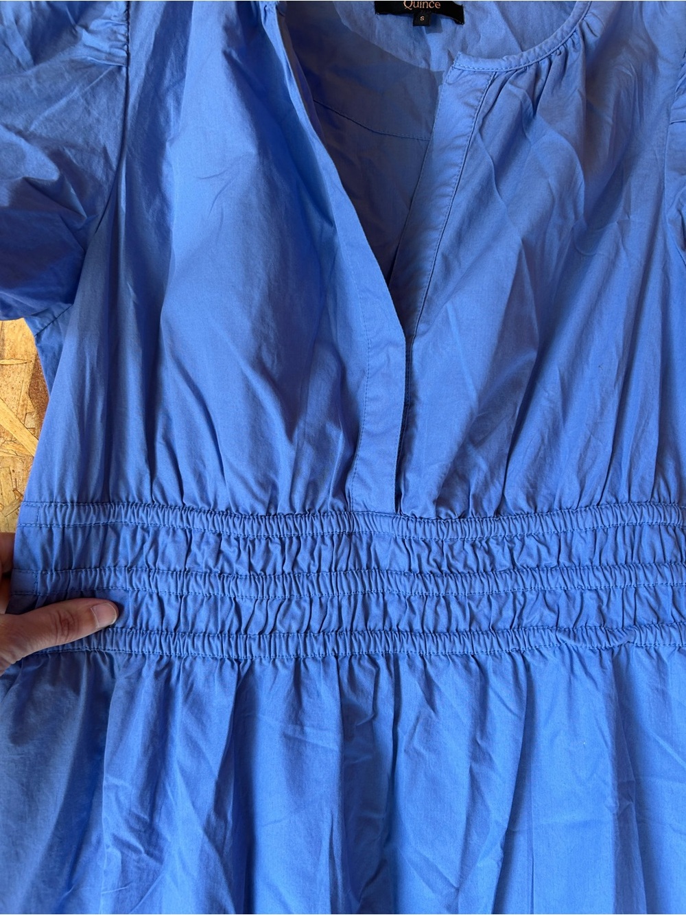 Quince Cornflower Blue V-Neck Tiered Maxi Dress new! Organic cotton!!! - Picture 6 of 15